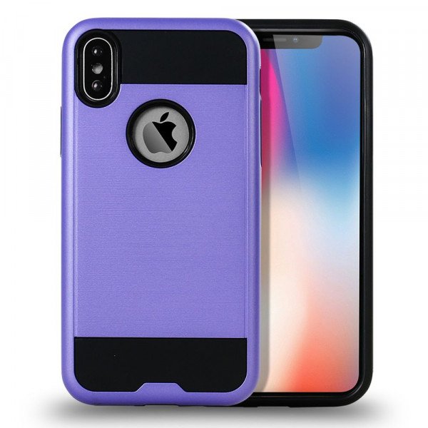 Wholesale iPhone X (Ten) Armor Hybrid Case (Purple)